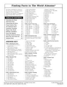 Finding Facts in The World Almanac ® Use these worksheets to discover the best ways to find information using The World Almanac. Answers may appear on additional pages besides those listed here.