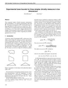 16th Canadian Conference on Computational Geometry, 2004  Experimental lower bounds for three simplex chirality measures in low dimensions  