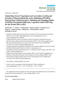 Global Data Sets of Vegetation Leaf Area Index (LAI)3g and Fraction of Photosynthetically Active Radiation (FPAR)3g Derived from Global Inventory Modeling and Mapping Studies (GIMMS) Normalized Difference Vegetation Inde