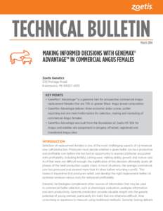 technical bulletin  March 2014 making informed decisions with GeneMax® Advantage™ in commercial angus females