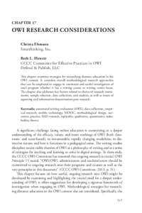 CHAPTER 17  OWI RESEARCH CONSIDERATIONS Christa Ehmann Smarthinking, Inc. Beth L. Hewett