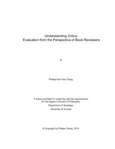 Understanding Critics: Evaluation from the Perspective of Book Reviewers by  Phillipa Kah-Yee Chong