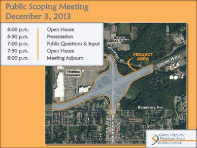 Public Scoping Meeting December 3, 2013 6:00 p.m. 6:30 p.m. 7:00 p.m. 7:30 p.m.