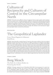 DAVID G. ANDERSON  Cultures of Reciprocity and Cultures of Control in the Circumpolar North