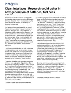 Clean interfaces: Research could usher in next generation of batteries, fuel cells