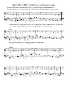 Guitar Modes for UNM Guitar Majors (and other cool players)  1 Play them using the folowing right hand patterns: im..mi..ia..ai..ma..am..ami...ppp (rest stroke and free stroke) Start with metronome at 100. Play them as q