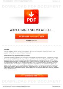 BOOKS ABOUT WABCO MACK VOLVO AIR COMPRESSOR TORQUE SPECIFICATION  Cityhalllosangeles.com WABCO MACK VOLVO AIR CO...