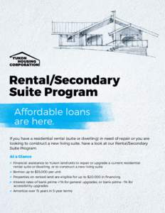 Rental/Secondary Suite Program Affordable loans are here. If you have a residential rental (suite or dwelling) in need of repair or you are looking to construct a new living suite, have a look at our Rental/Secondary