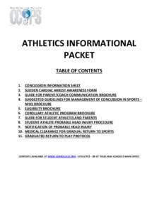 ATHLETICS INFORMATIONAL PACKET TABLE OF CONTENTS.