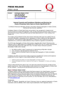 PRESS RELEASE PR2011[removed]Contact: Q Software Global Limited Carol Moore-Naylor