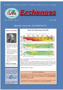 Newsletter Newsletter of of the the Climate Climate Variability Variability and