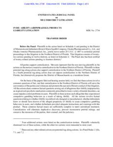 Case MDL NoDocument 55 FiledPage 1 of 4  UNITED STATES JUDICIAL PANEL on MULTIDISTRICT LITIGATION