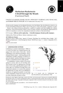 1 Herbarium Racketensis: A Stroll through the Woods (Functional Pearl) VINCENT ST-AMOUR, DANIEL FELTEY, SPENCER P. FLORENCE, SHU-HUNG YOU, and ROBERT BRUCE FINDLER, PLT @ Northwestern University, USA