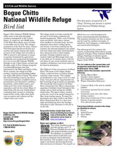 U.S Fish and Wildlife Service  Bogue Chitto National Wildlife Refuge Bird list
