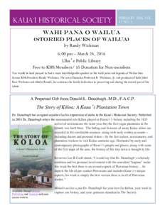 Kauaʻi Historical Society  February 2016, vol. 47 No. 2  Wahi Pana o Wailua