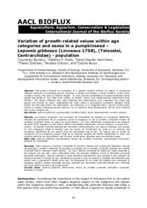 AACL BIOFLUX Aquaculture, Aquarium, Conservation & Legislation International Journal of the Bioflux Society Variation of growth-related values within age categories and sexes in a pumpkinseed –
