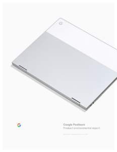 Google Pixelbook Product environmental report Model C0A, introduced October 4, 2017 Environmental
