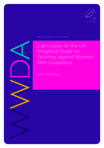 w w w. w wda.or g.au  Women With Disabilities Australia (WWDA) Submission to the UN Analytical Study on