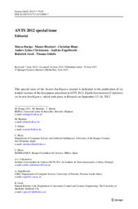 Swarm Intell:79–81 DOIs11721ANTS 2012 special issue Editorial Marco Dorigo · Mauro Birattari · Christian Blum ·