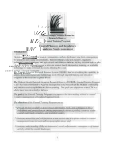 Elkhorn Slough National Estuarine Research Reserve Coastal Training Program Coastal Planners and Regulators Audience Needs Assessment