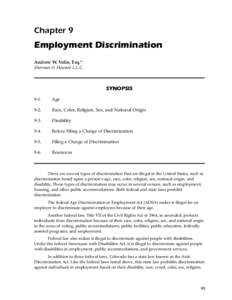 Chapter 9  Employment Discrimination Andrew W. Volin, Esq.* Sherman & Howard L.L.C.