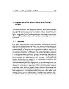 14. Mathematical Analysis of Kohonen’s ModelMATHEMATICAL ANALYSIS OF KOHONEN’S MODEL