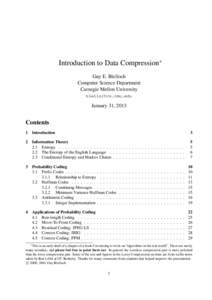 Introduction to Data Compression∗ Guy E. Blelloch Computer Science Department Carnegie Mellon University blellochcs.cmu.edu