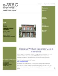 e-WAC  Issue 1 | September 1, 2008 The Digital Newsletter of the University of Missouri