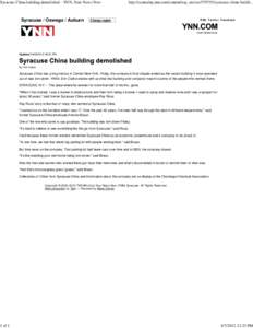 Syracuse China building demolished - YNN, Your News Now