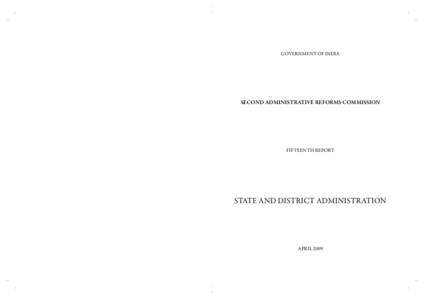 GOVERNMENT OF INDIA  SECOND ADMINISTRATIVE REFORMS COMMISSION FIFTEEnTH REPORT