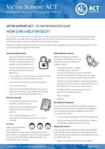 Victim Support ACT  promoting rights & recovery for victims of crime in the ACT VICTIM SUPPORT ACT - VICTIM INFORMATION GUIDE