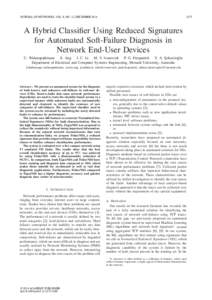 JOURNAL OF NETWORKS, VOL. 9, NO. 12, DECEMBER[removed]A Hybrid Classiﬁer Using Reduced Signatures for Automated Soft-Failure Diagnosis in