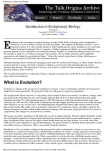 Introduction to Evolutionary Biology  Introduction to Evolutionary Biology Version 2 Copyright © by Chris Colby [Last Update: January 7, 1996]