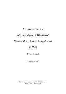 A reconstruction of the tables of Rheticus’ Canon doctrinæ triangulorum