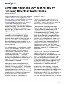 Sematech Advances EUV Technology by Reducing Defects in Mask Blanks