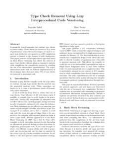 Type Check Removal Using Lazy Interprocedural Code Versioning Baptiste Saleil Marc Feeley