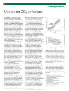 correspondence  Update on CO2 emissions nature geoscience | VOL 3 | DECEMBER 2010 | www.nature.com/naturegeoscience