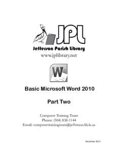 Microsoft PowerPoint - Basic Microsoft Word, Part Two.pptx