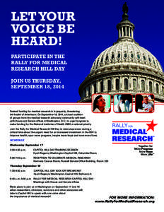 LET YOUR VOICE BE HEARD! PARTICIPATE IN THE RALLY FOR MEDICAL RESEARCH HILL DAY