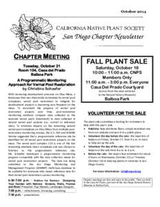 OctoberCHAPTER MEETING Tuesday, October 21 Room 104, Casa del Prado Balboa Park