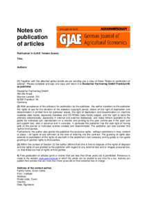 Notes on publication of articles Publication in GJAE, Volume (Issue): Title:
