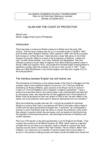 Microsoft Word - 2C Lush D Islam and the Court of Protection.doc