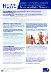 NEWS ISSUE NUMBER 1, MARCH 2013 Local Government Investigations and Compliance Inspectorate Encouraging Higher Standards