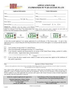 APPLICATION FOR DISABLED AMERICAN VETERANS LICENSE PLATES