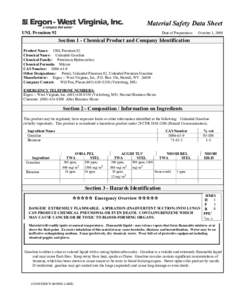 Material Safety Data Sheet UNL Premium 92 Date of Preparation:  October 1, 2009