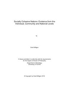 Socially Cohesive Nations: Evidence from the Individual, Community and National Levels by  Scott Milligan