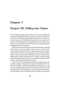 Chapter 7 Project III. Falling into Dance The third project continues previous work, with the aim of validating and extending the findings from the first two projects. One of the primary motivations was to extend the ran