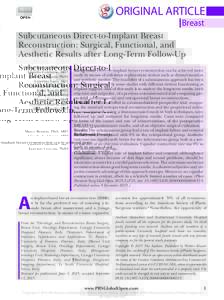 ORIGINAL ARTICLE Breast Subcutaneous Direct-to-Implant Breast Reconstruction: Surgical, Functional, and Aesthetic Results after Long-Term Follow-Up