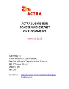 [removed]ACTRA Submission concerning E-commerce  taxation FIN