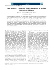 International Studies Quarterly[removed], 245–258  Folk Realism: Testing the Microfoundations of Realism in Ordinary Citizens1 Joshua D. Kertzer and Kathleen M. McGraw The Ohio State University